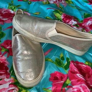 American Eagle Gold Sparkly slip-ons